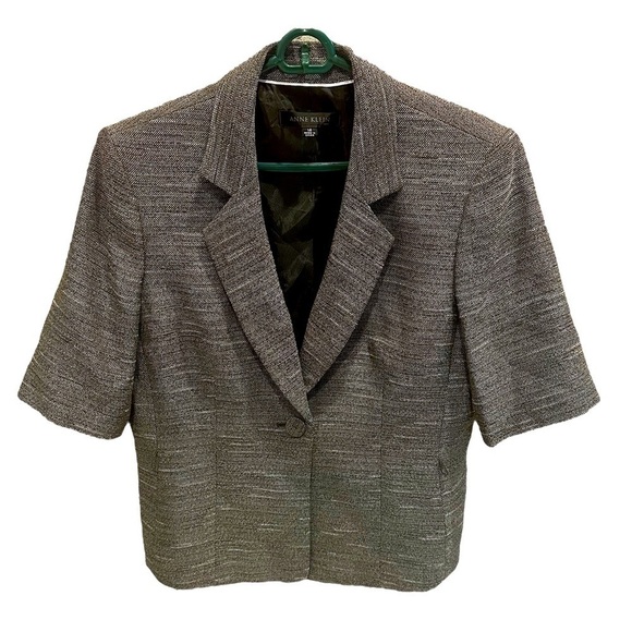 Anne Klein Blazer Womens 14 Herringbone Single Button Singe Breasted - Picture 1 of 3